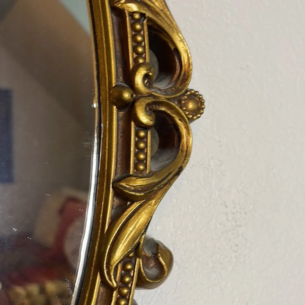 Vintage Syroco Style Resin Oval Gold Ornate Mirror MCM